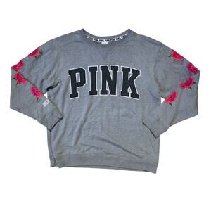 Victoria’s Secret Pink Sweatshirt Pullover Graphic Logo Crew Neck Lounge M